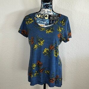 LuLaRoe Blue Floral Short Sleeve Top